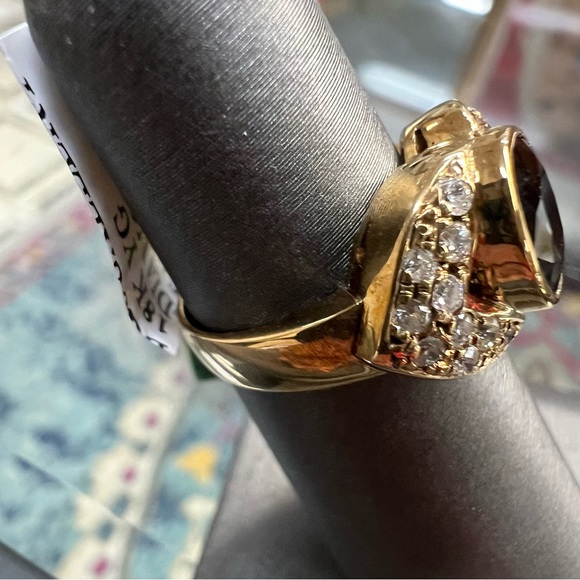 18k Yellow Gold Diamond & Sapphire Ring - Picture 8 of 8